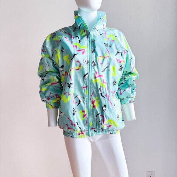 Vintage Puma Volleyball Print Turquoise Bright 2 Piece Warm up Track Suit 42/M - Picture 6 of 16